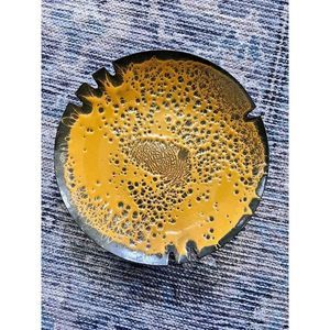 Midcentury Hanova of Pasadena Yellow Enamel on Steel Ashtray